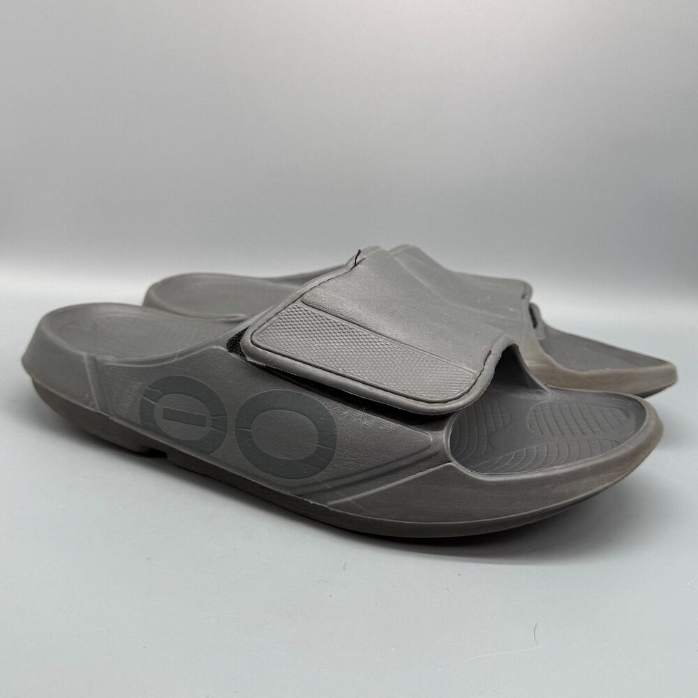 OOFOS OOahh Sport Flex Men 14 Slate Gray Slides Sandals Slip-On Open Toe Comfort